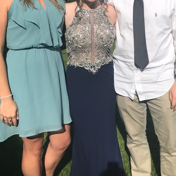 Navy blue and silver prom dress - Picture 5 of 5